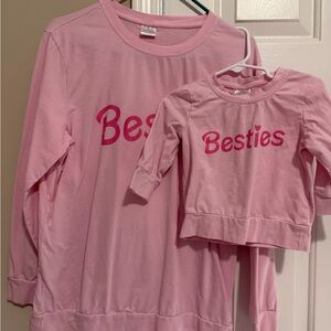 Matching Pink 'Besties' Sweatshirts